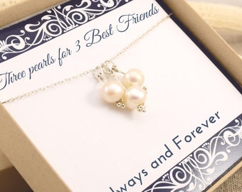 Best Friend Necklace For 3, BFF Friendship Necklace For 3 Best Friend Necklace, Three Best Friend, Friendship Necklace For 3, Three Friends