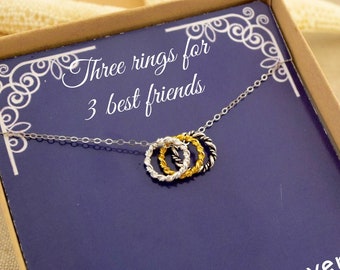 Best Friend Necklace For 3, BFF Friendship Necklace For 3 Best Friend Necklace, Three Best Friend, Friendship Necklace For 3, Three Friends