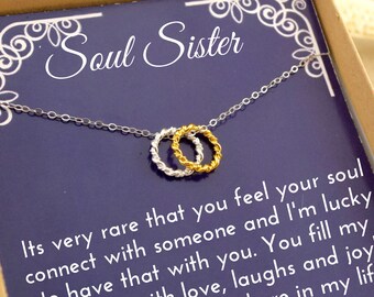 Soul Sisters, Unbiological Sister, Soul Sister Gifts, Soul Sister Gift, Soul Sister Necklace, Christmas Gift For Sister, Sorority, circle
