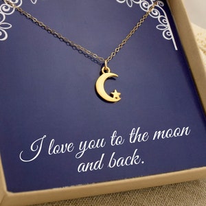 1st anniversary gift for wife, Girlfriend Gift, Gift for her from boyfriend, First Anniversary, I love you to the moon and back necklace