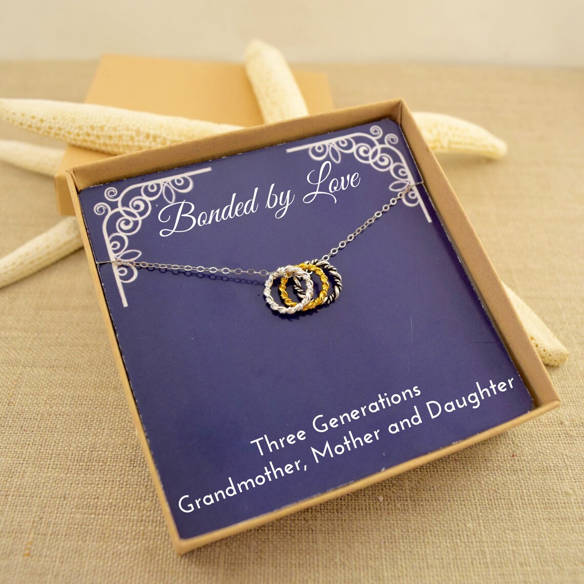 Three Generations Necklace Generations Necklace Birthday Etsy