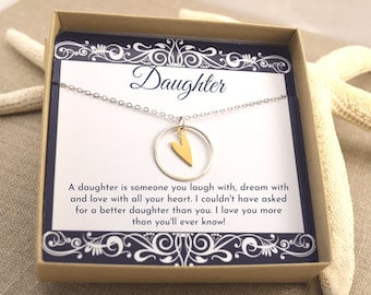 Daughter Necklace, Sterling Silver Heart Pendant, Gift for Daughter