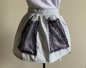 Ready to Ship * Halloween Spiderweb Half Apron with Pockets and Ties