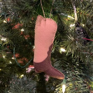Felt Western Cowboy Boot Christmas Ornament