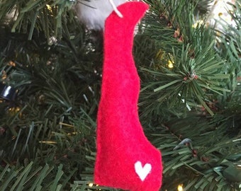 Felt Delaware State Christmas Ornament