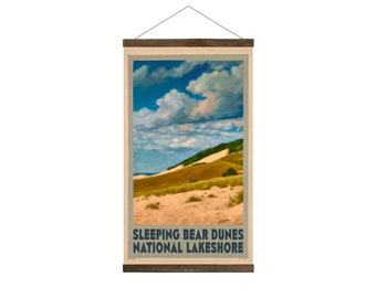 Frame included! 36"x20", Sleeping Bear Dunes art - Rip-proof material - FREE SHIPPING