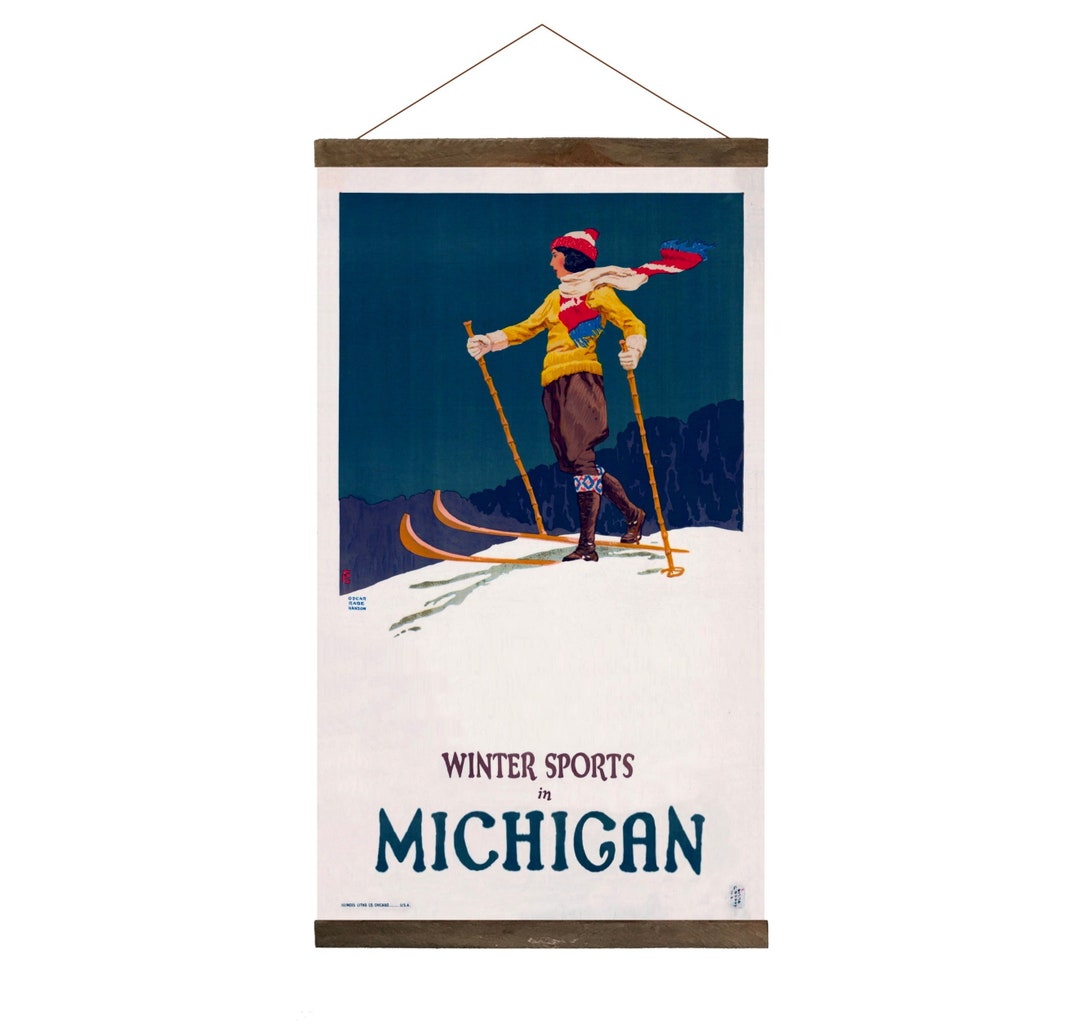 Frame Included 36x20 Winter Sports in Michigan Etsy