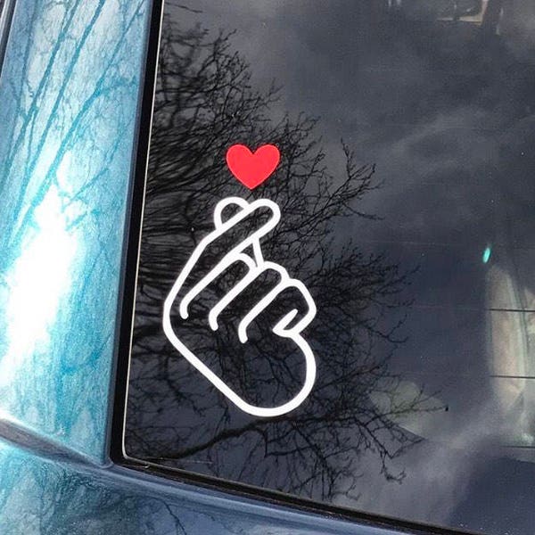 KPOP finger heart decal for car, laptop, phone, etc