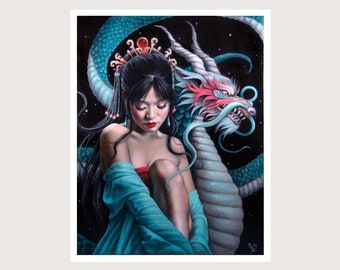 Longmu (Mother of Dragons) - Art Print - Chinese Mythology Goddess Year of the Dragon Fantasy art by Brynn Elizabeth