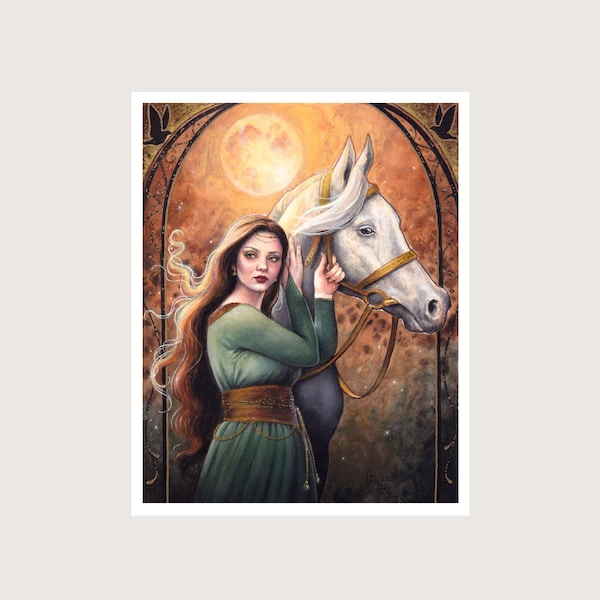 Rhiannon - Art Print - Welsh Celtic Goddess Horse Queen Fantasy Spiritual Art By Brynn Elizabeth