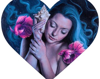 Sea Dreams - Art Print - Mermaid Fantasy Ocean Seashell Tropical Fish Art by Brynn Elizabeth