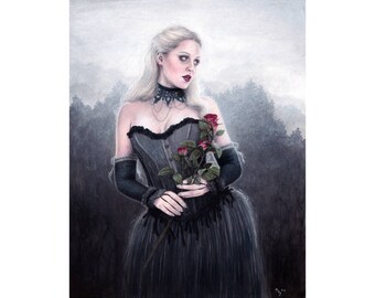 The Love Spell - Art Print - Gothic Dark Fantasy Faery Rose art by Brynn Elizabeth