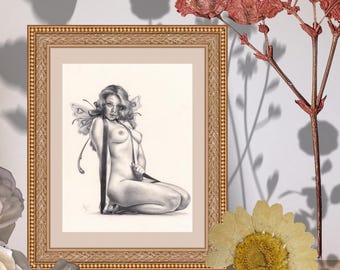 Valentine Faery - Art Print - Fantasy Art Pinup Pin Up Fairy Art by Brynn Elizabeth