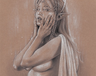Elven Faery Art Print – Mystical Fantasy Portrait