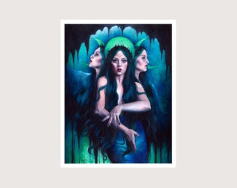 Hekate - Art Print - Dark Art Goddess Witch Greek Mythology Myth Witchy Pagan Altar Art by Brynn Elizabeth