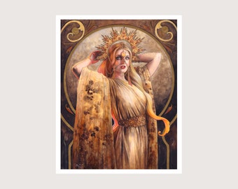 Goddess of Light -  Art Print - Fantasy Faery Art Nouveau Deco Art by Brynn Elizabeth