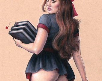 TBR Art Print - Bookish Dark Romance Romantasy Book Lover Pinup Art by Brynn Elizabeth