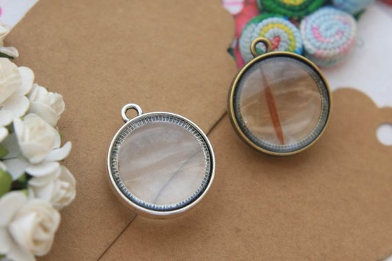 10 x Pendant 38mm Antique Bronze with Matching Magnifying GLASS
