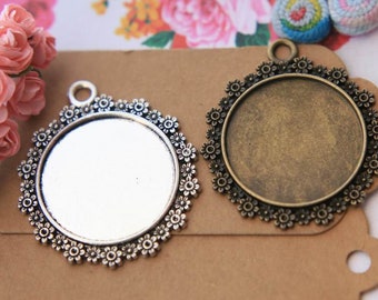 Photo glass cabochon bezels 30mm pendant tray cameo bases settings necklace pendant blanks findings supplies PTR30-A2470