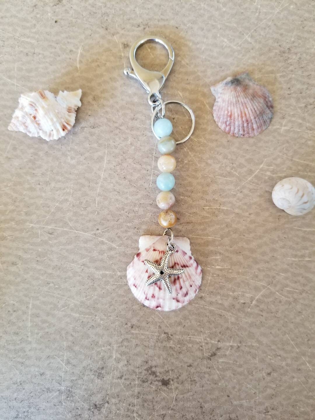 Seashell Keychain Coastal Keychain Nautical Keychain Beach Etsy