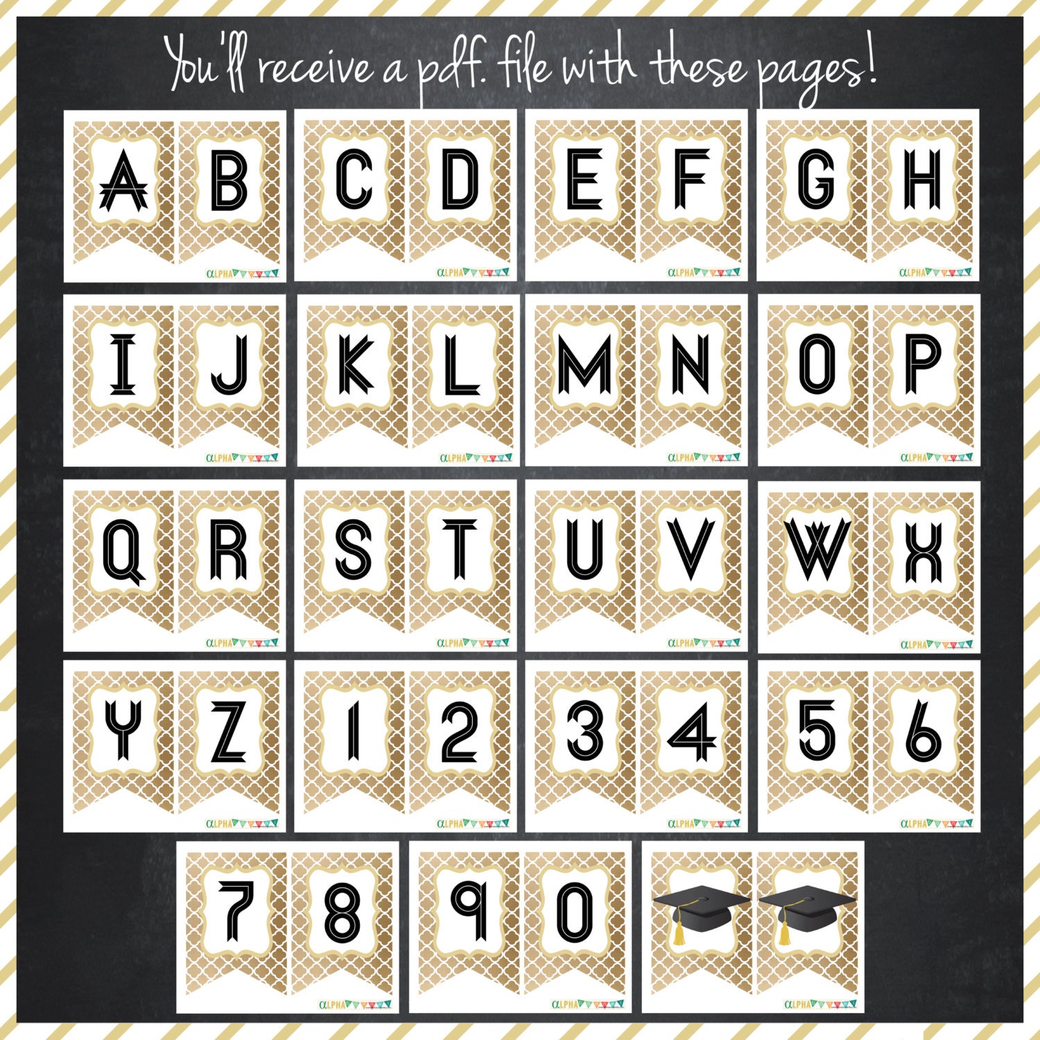 Graduation Printable Banner Printable Alphabet Instant | Etsy