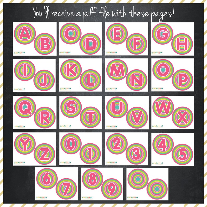 Lollipop Printable Banner Alphabet Banner Instant Download | Etsy