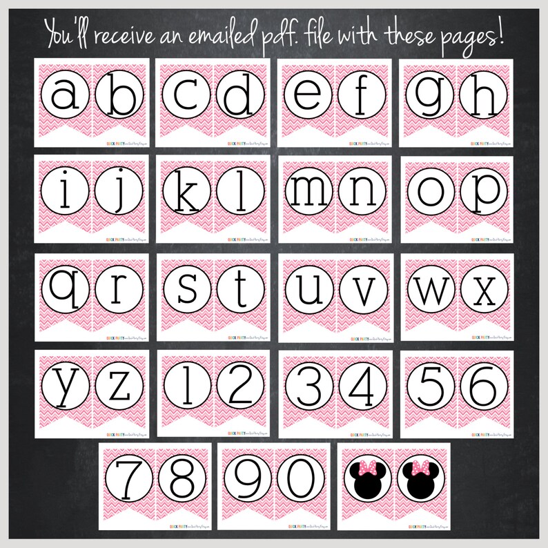 minnie mouse printable alphabet banner instant download etsy