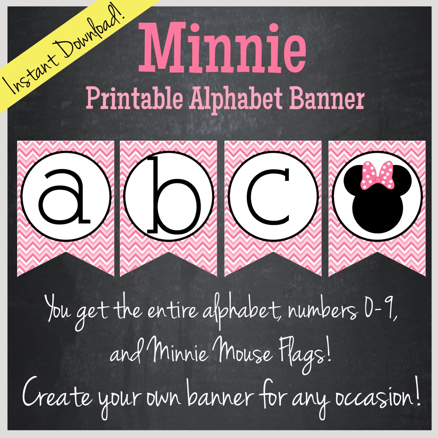 minnie mouse printable alphabet banner instant download etsy