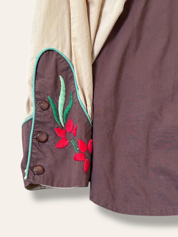 Vintage 1940’s Cactus Flower Embroidery Western Shirt View 5