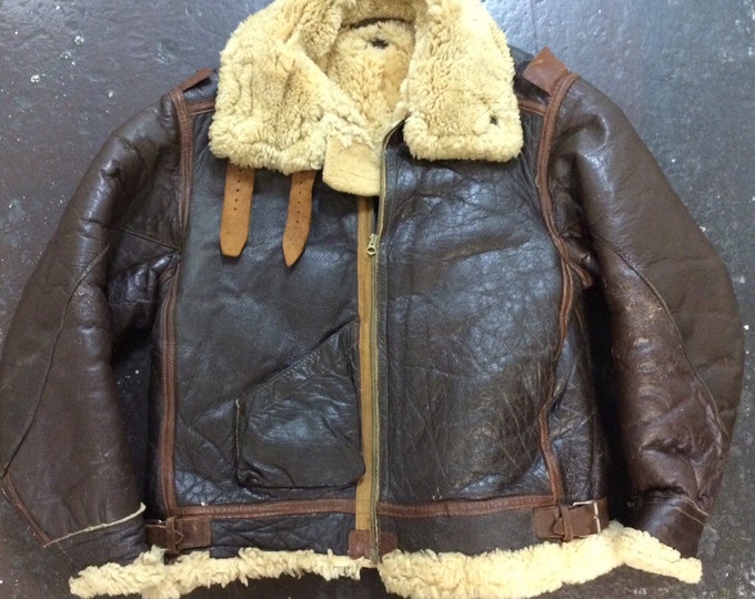 Original WWII B-3 Shearling Leather Bomber Jacket Rare Size 46 HLB Corp ...