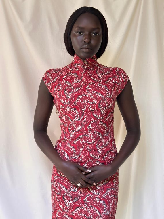 Vintage 1940’s-50’s Rayon Cheongsam Dress - image 4