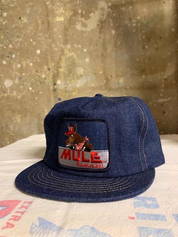 Vintage Deadstock Kawasaki Denim Trucker Hat - image 2