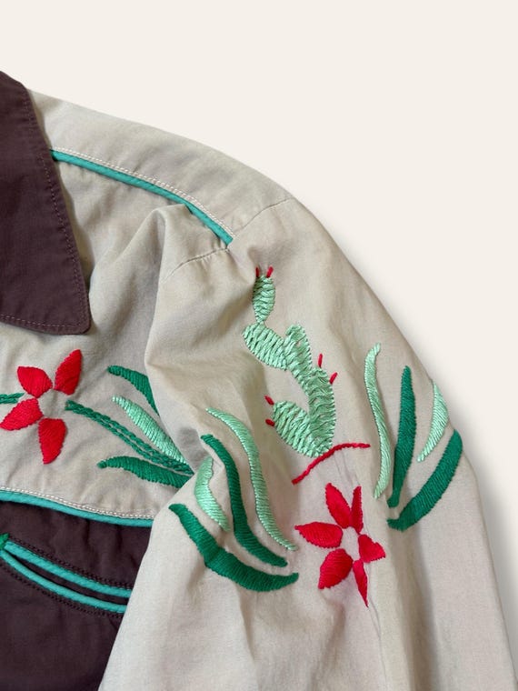 Vintage 1940’s Cactus Flower Embroidery Western Shirt View 2