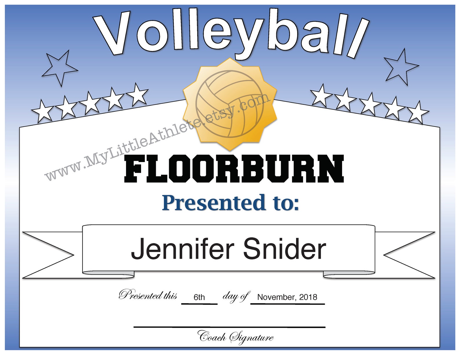Volleyball Certificates 15 Design Pack for Your Volleyball Etsy