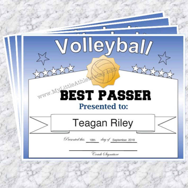 Volleyball Certificates 15 Design Pack for Your Volleyball Etsy