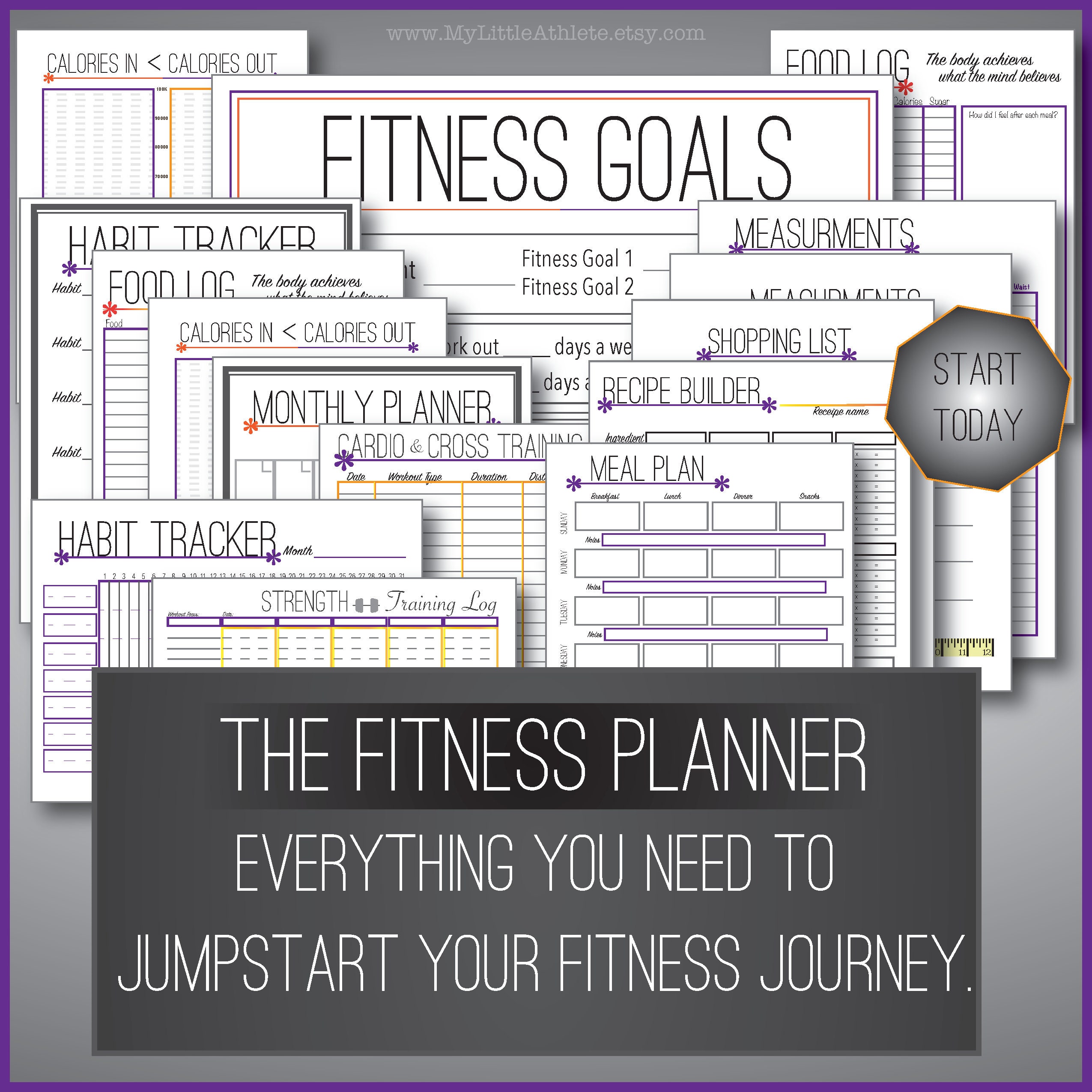 Fitness Planner and Fitness Tracker Fitness Printable the Etsy