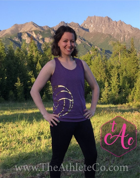 Beach Volleyball Clothing Racerback Tank Top Purple and Gold Etsy