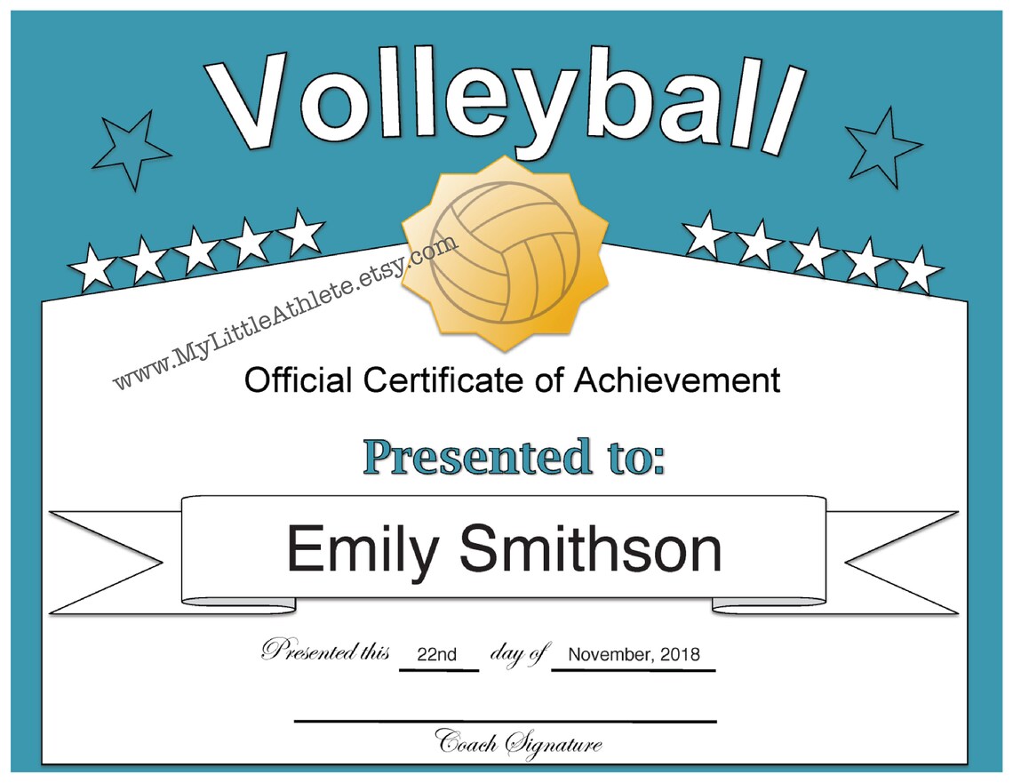 Volleyball Certificates for your Volleyball Team DIGITAL Etsy