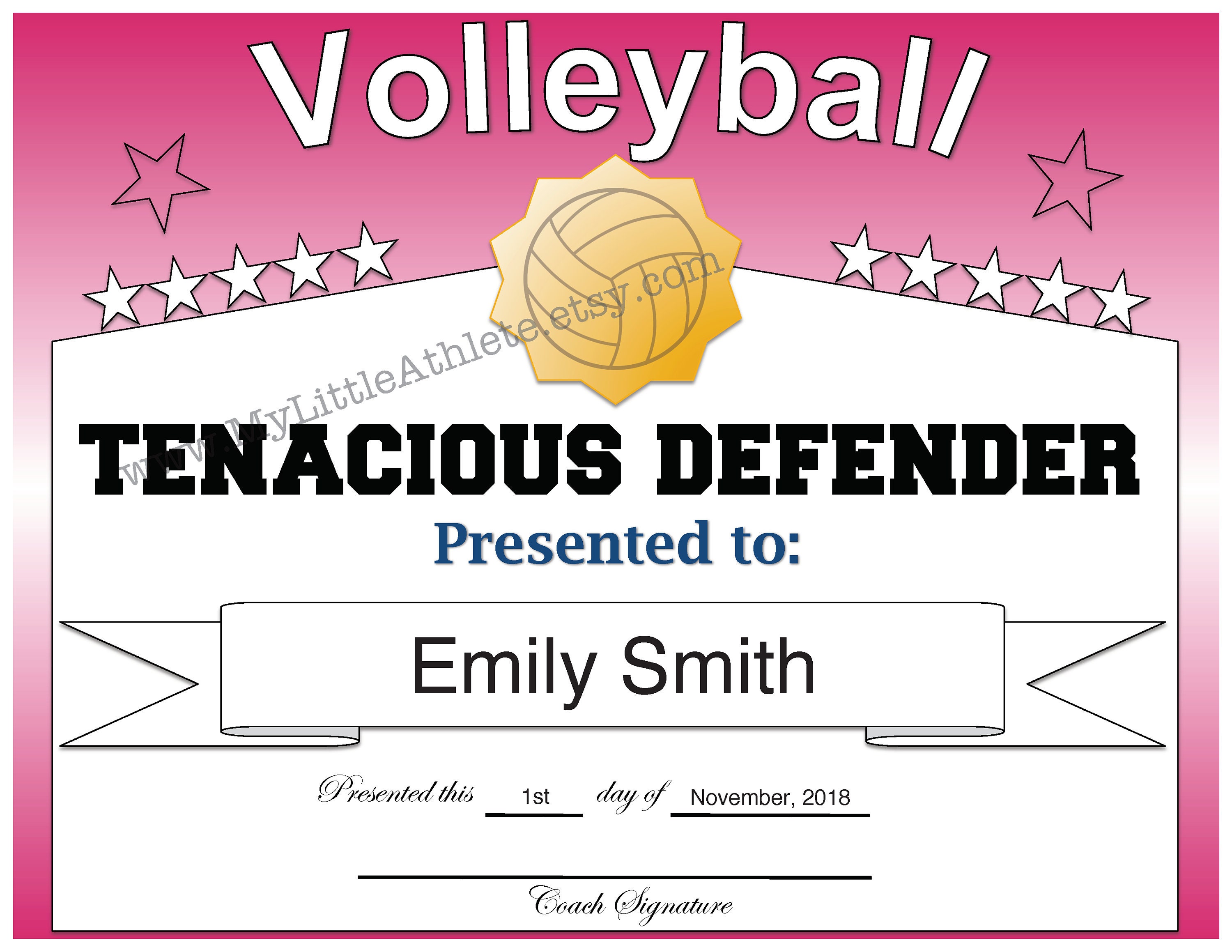 Volleyball Certificates 15 Design Pack for your Volleyball Etsy