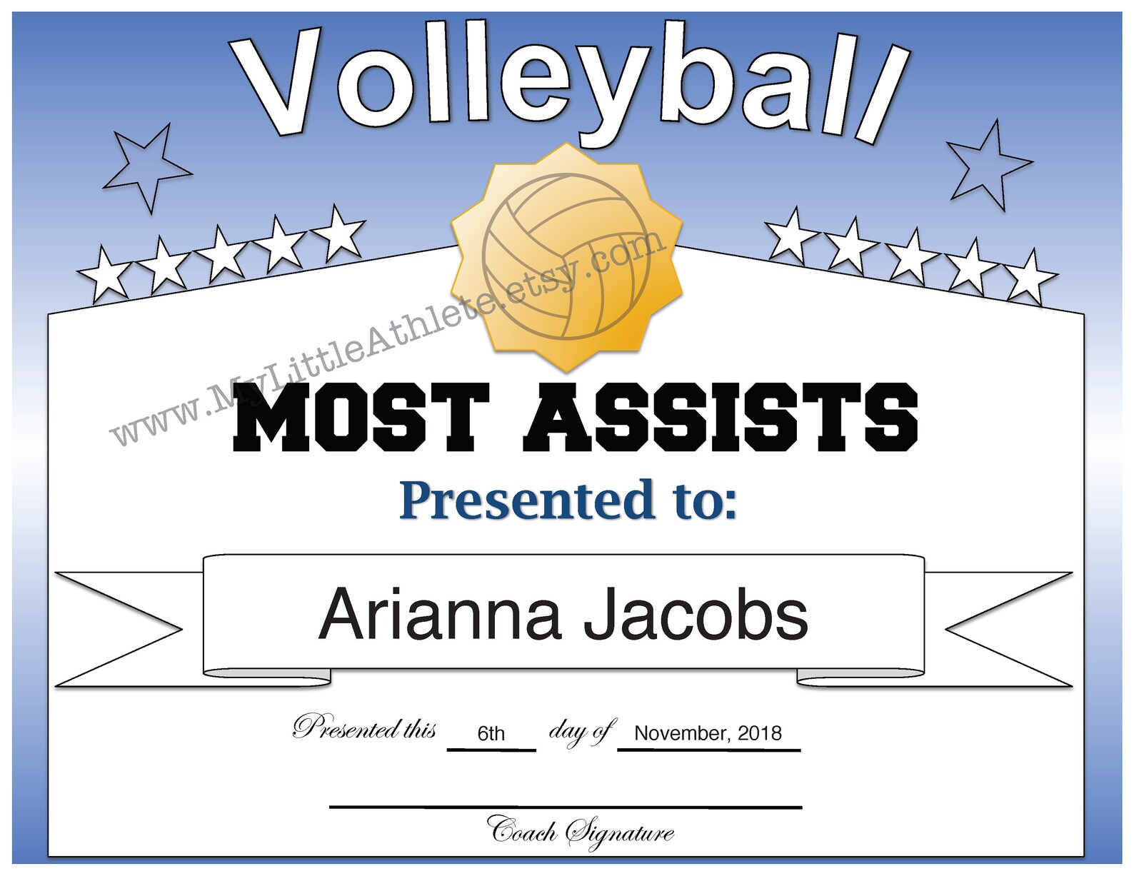 Volleyball Certificates 15 Design Pack for Your Volleyball Etsy