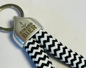 BEACH BEER Keychain made of sailor 39 s stampsail sailrope sailrope rope with silver-plated cap black white