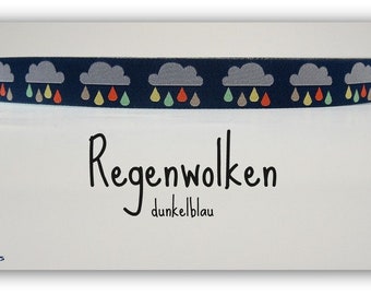 2 Meter Webband "Regenwolken" dunkelblau (1,50 Euro/m)