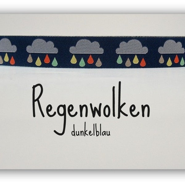 2 Meter Webband "Regenwolken" dunkelblau (1,50 Euro/m)