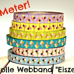 50 Meter WEBBAND "Eiszeit" freie Farbwahl (0,90 Euro/m)