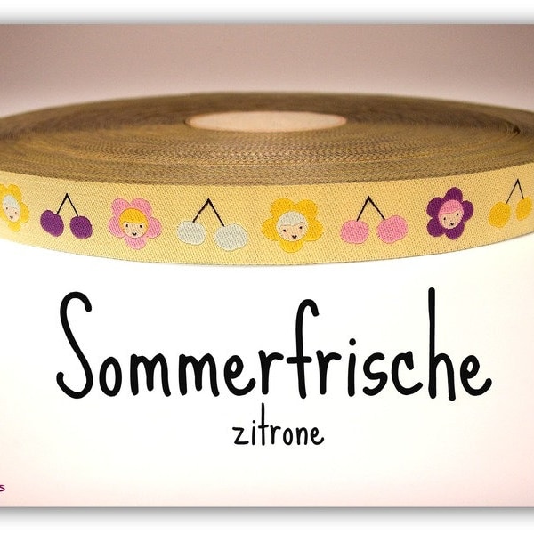 2 Meter WEBBAND "Sommerfrische" zitrone (1,50 Euro/m)