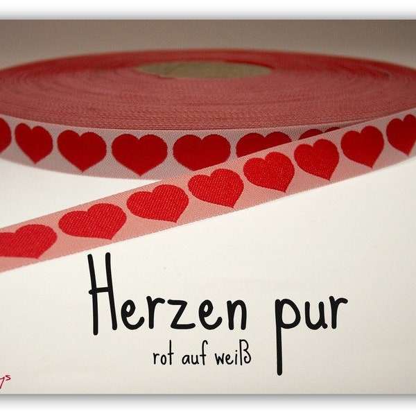 2 Meter Webband "Herzen pur" (1,20 Euro/m)