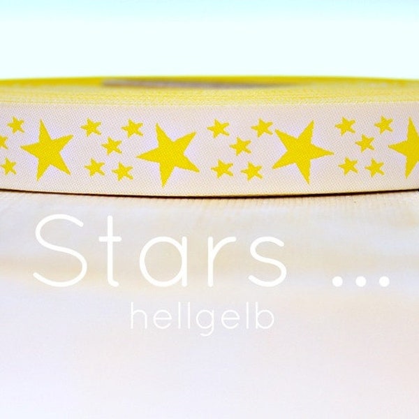 2 Meter WEBBAND "Stars...." hellgelb (1,50 Euro/m) Sterne