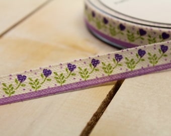 2 meter webbing flower ribbon lilac (1.50 Euro/meter)