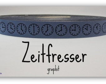 2 Meter WEBBAND "Zeitfresser" graphit (1,50 Euro/m)