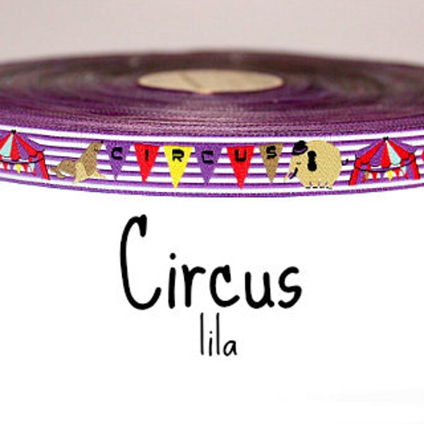 2 Meter Webband " Circus " lila (1,50 Euro/m)